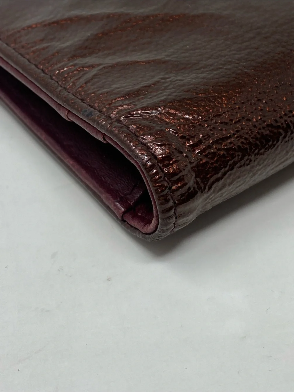 Chanel Wallet Long CC Enamel Bronze Patent Leather